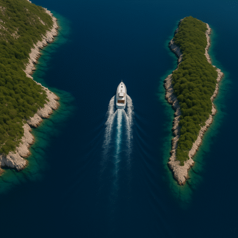 Passaggio del Thalia tra la costa di lefkada ed un isolotto disabitato 1